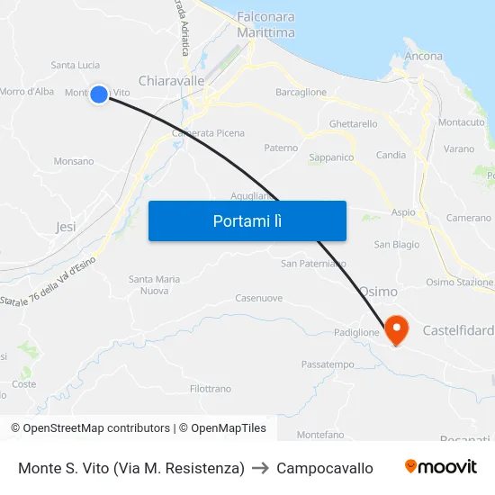 Monte S. Vito (Via M. Resistenza) to Campocavallo map