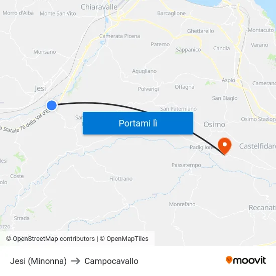 Jesi (Minonna) to Campocavallo map