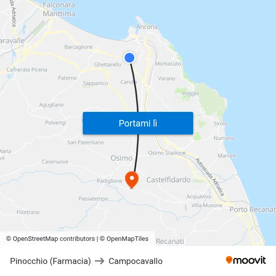 Pinocchio (Farmacia) to Campocavallo map