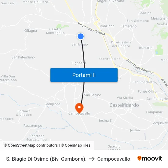S. Biagio Di Osimo (Biv. Gambone). to Campocavallo map