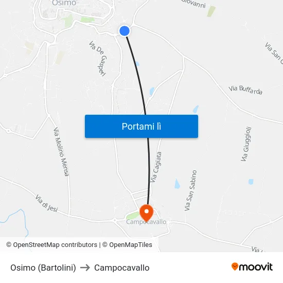 Osimo (Bartolini) to Campocavallo map