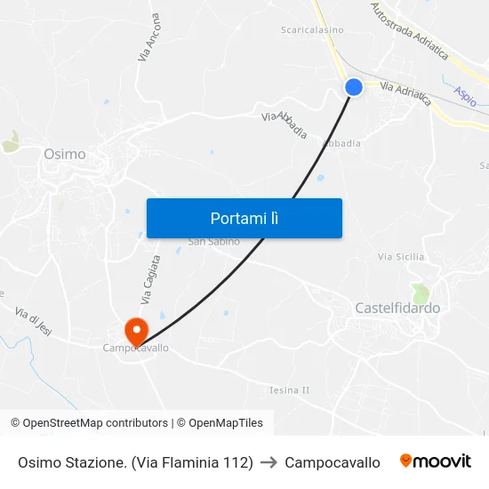 Osimo Stazione. (Via Flaminia 112) to Campocavallo map