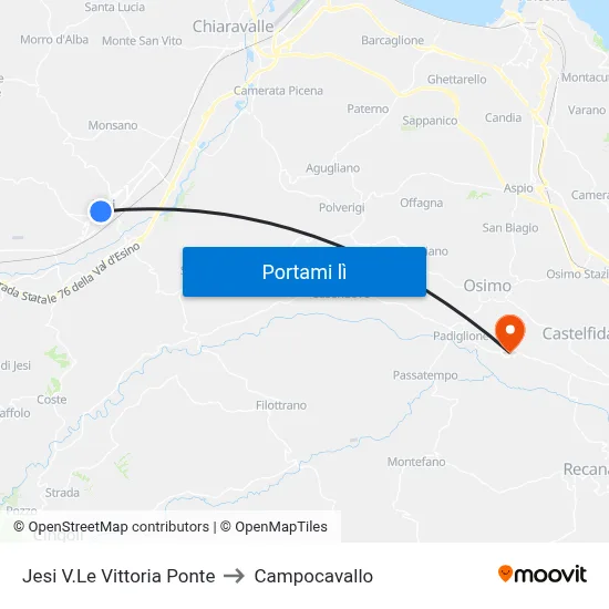 Jesi V.Le Vittoria Ponte to Campocavallo map