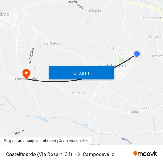 Castelfidardo (Via Rossini 34) to Campocavallo map
