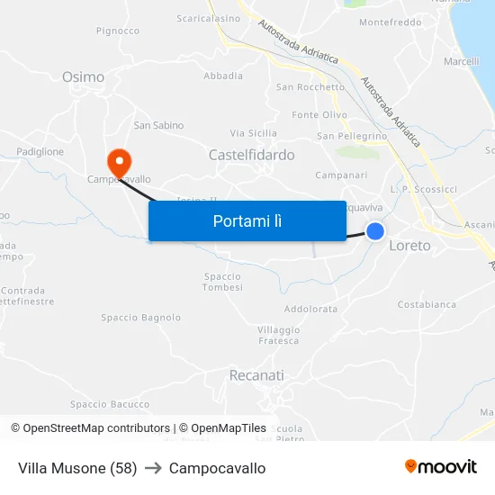 Villa Musone (58) to Campocavallo map