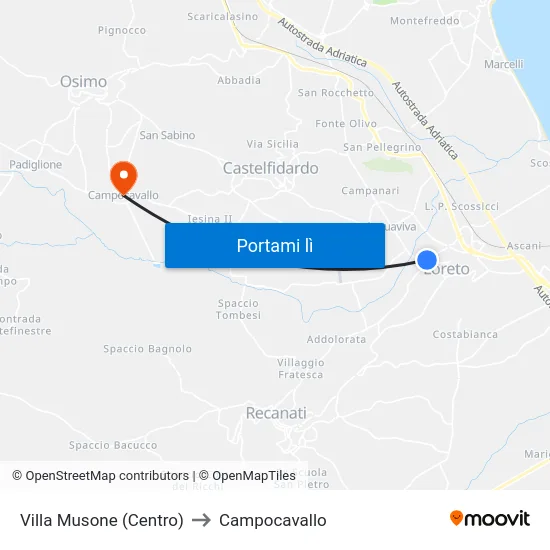 Villa Musone (Centro) to Campocavallo map