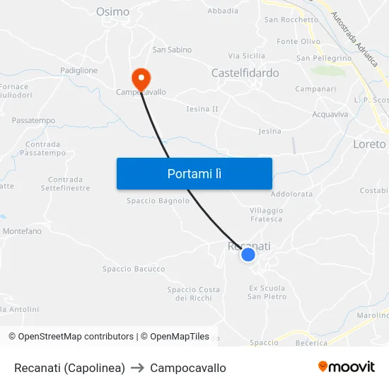 Recanati (Capolinea) to Campocavallo map