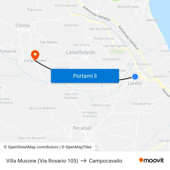 Villa Musone  (Via Rosario 105) to Campocavallo map