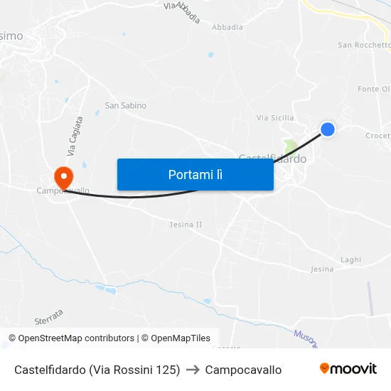Castelfidardo (Via Rossini 125) to Campocavallo map