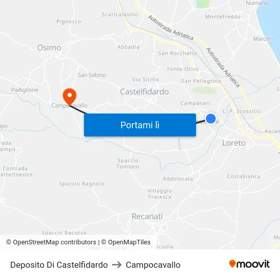 Deposito Di Castelfidardo to Campocavallo map