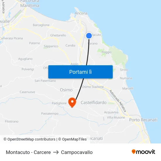 Montacuto - Carcere to Campocavallo map