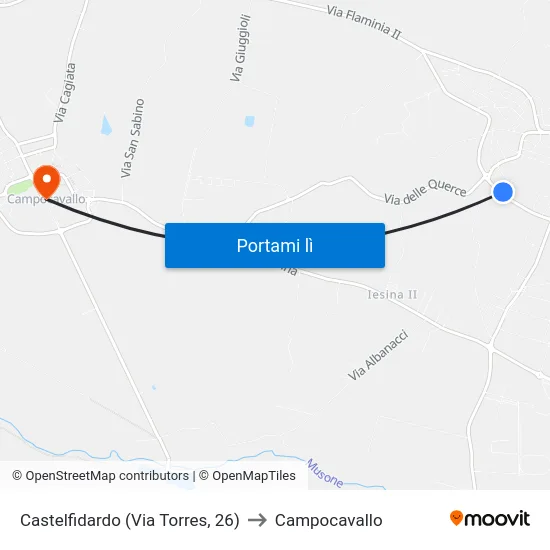 Castelfidardo (Via Torres, 26) to Campocavallo map