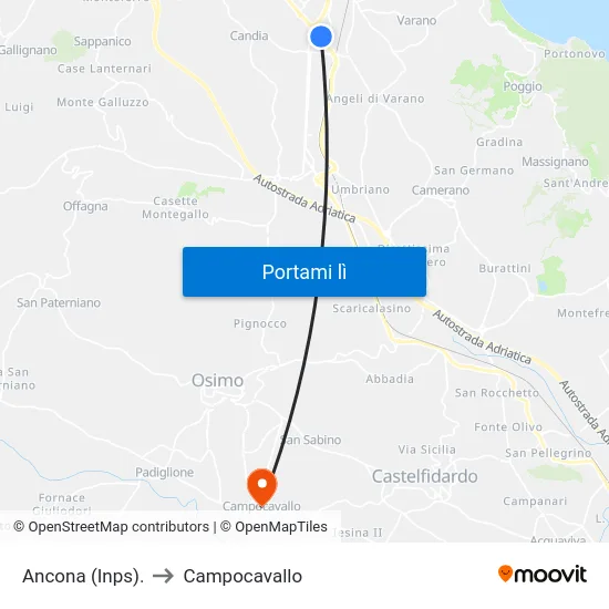 Ancona (Inps). to Campocavallo map