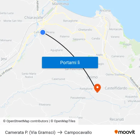 Camerata P. (Via Gramsci) to Campocavallo map