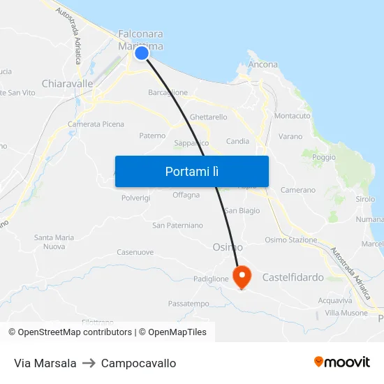 Via Marsala to Campocavallo map