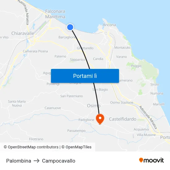 Palombina to Campocavallo map