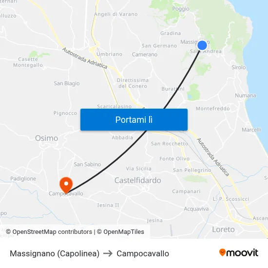 Massignano (Capolinea) to Campocavallo map