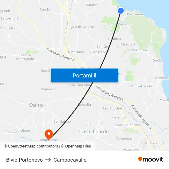Bivio Portonovo to Campocavallo map