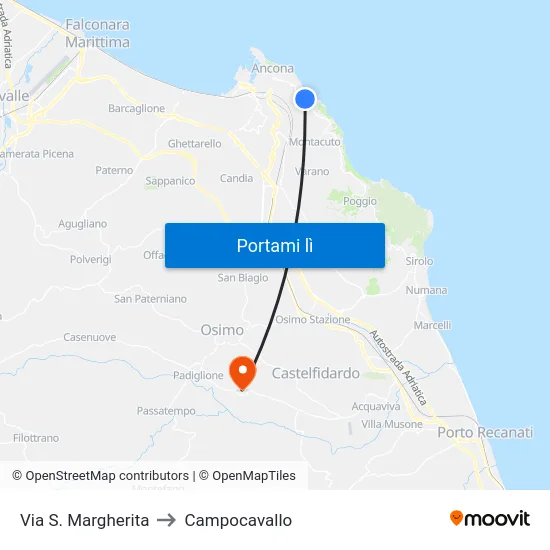 Via S. Margherita to Campocavallo map