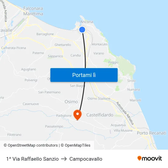 1^ Via Raffaello Sanzio to Campocavallo map