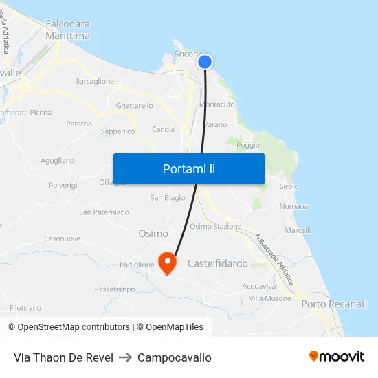 Via Thaon De Revel to Campocavallo map