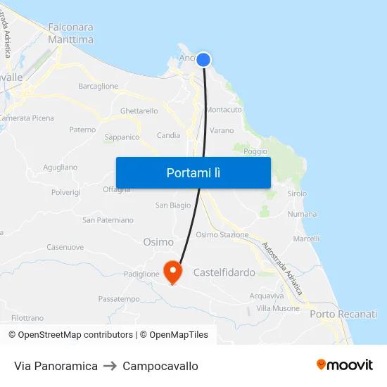 Via Panoramica to Campocavallo map