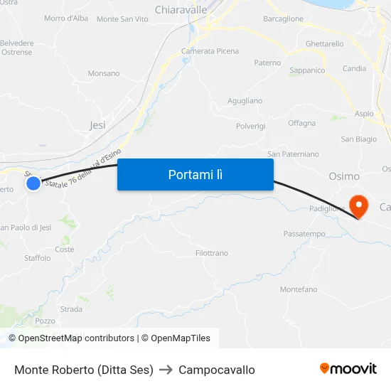 Monte Roberto (Ditta Ses) to Campocavallo map