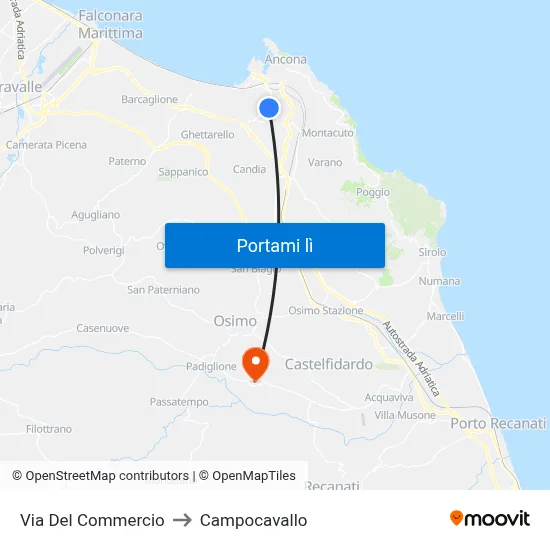 Via Del Commercio to Campocavallo map