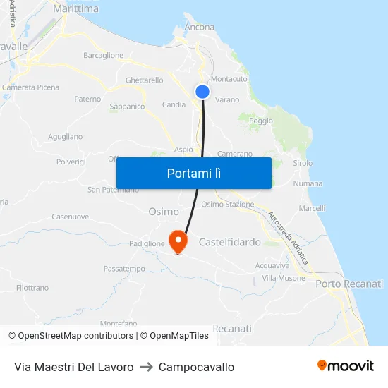 Via Maestri Del Lavoro to Campocavallo map