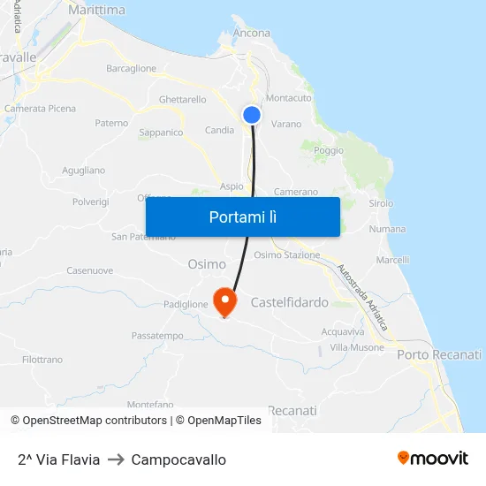 2^ Via Flavia to Campocavallo map
