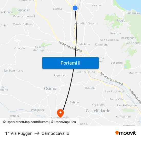 1^ Via Ruggeri to Campocavallo map