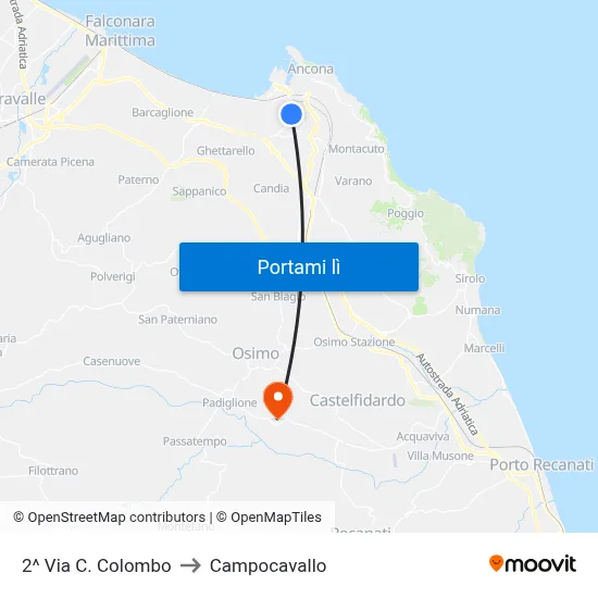 2^ Via C. Colombo to Campocavallo map