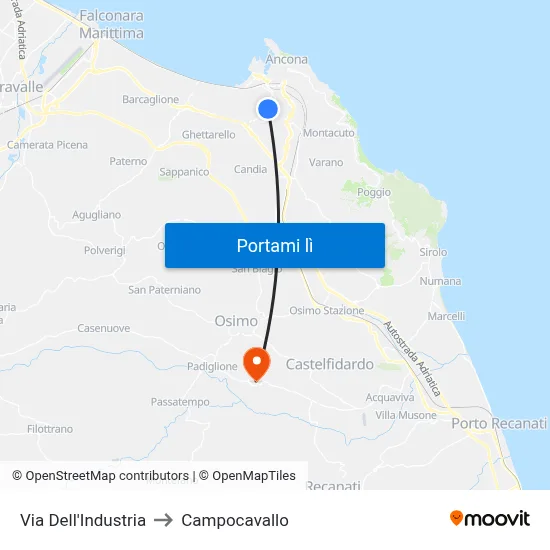 Via Dell'Industria to Campocavallo map