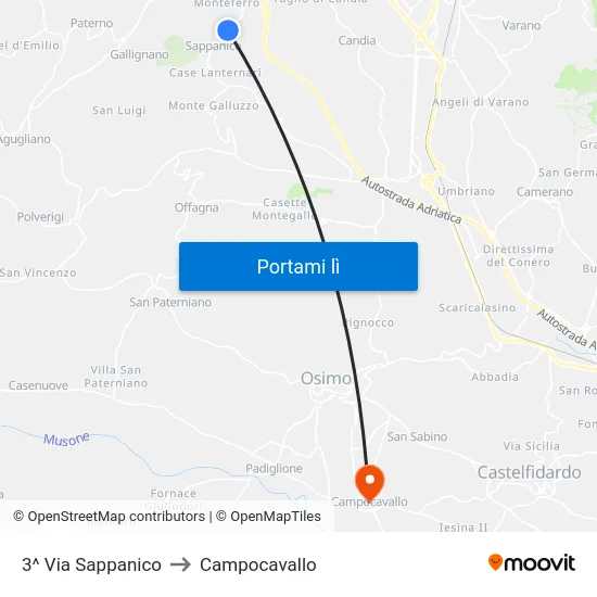 3^ Via Sappanico to Campocavallo map
