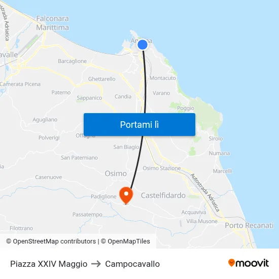 Piazza XXIV Maggio to Campocavallo map