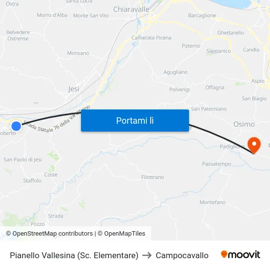 Pianello Vallesina  (Sc. Elementare) to Campocavallo map