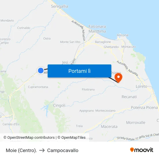 Moie (Centro). to Campocavallo map