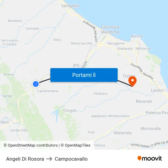 Angeli Di Rosora to Campocavallo map