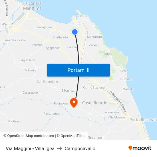 Via Maggini - Villa Igea to Campocavallo map