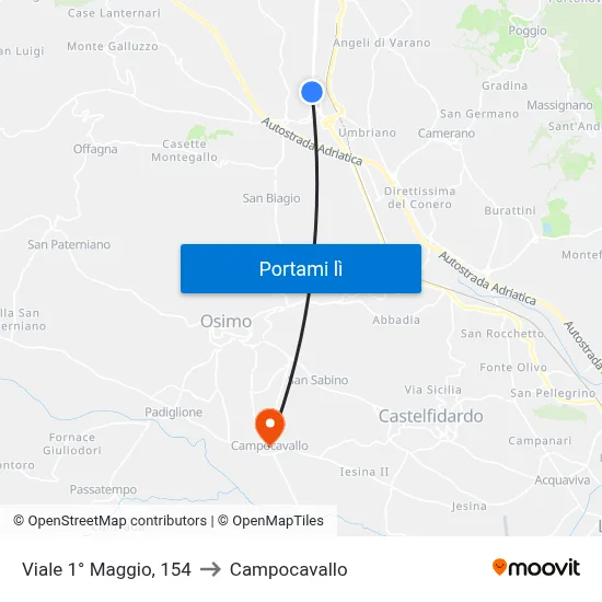 Viale 1° Maggio, 154 to Campocavallo map