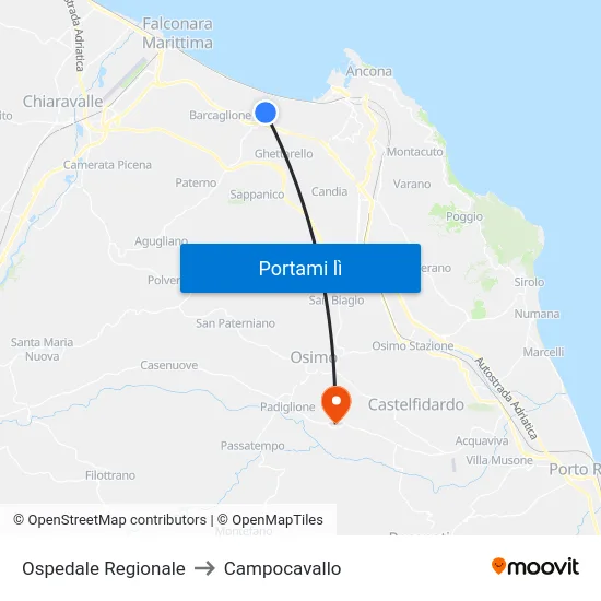 Ospedale Regionale to Campocavallo map