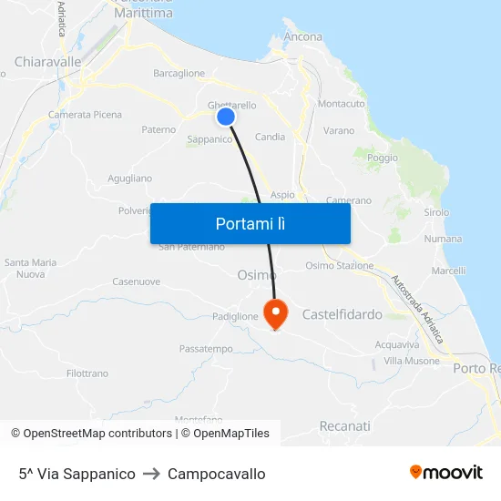 5^ Via Sappanico to Campocavallo map