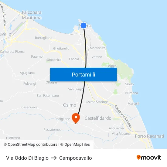 Via Oddo Di Biagio to Campocavallo map