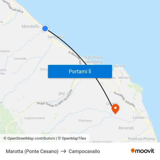 Marotta (Ponte Cesano) to Campocavallo map