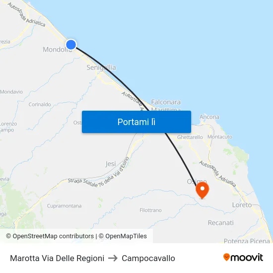 Marotta Via Delle Regioni to Campocavallo map