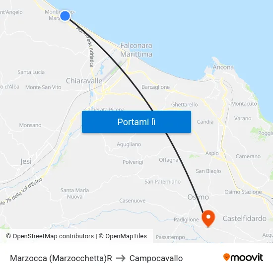 Marzocca (Marzocchetta)R to Campocavallo map