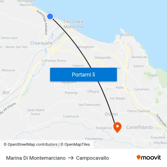 Marina Di Montemarciano to Campocavallo map
