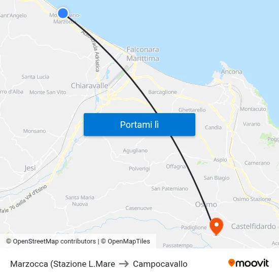 Marzocca (Stazione L.Mare to Campocavallo map