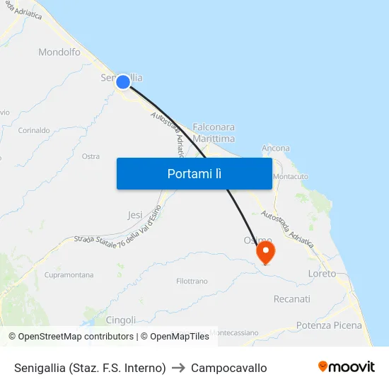 Senigallia (Staz. F.S. Interno) to Campocavallo map