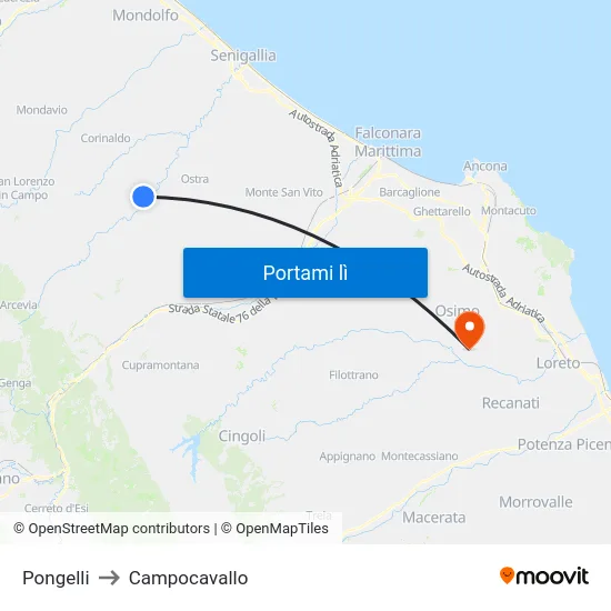 Pongelli to Campocavallo map